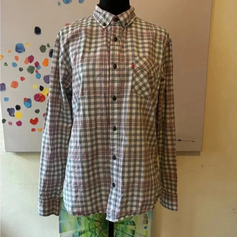 Levi's Men's Button Up Long Sleeve Cotton Shirt Standard Fit White Size M